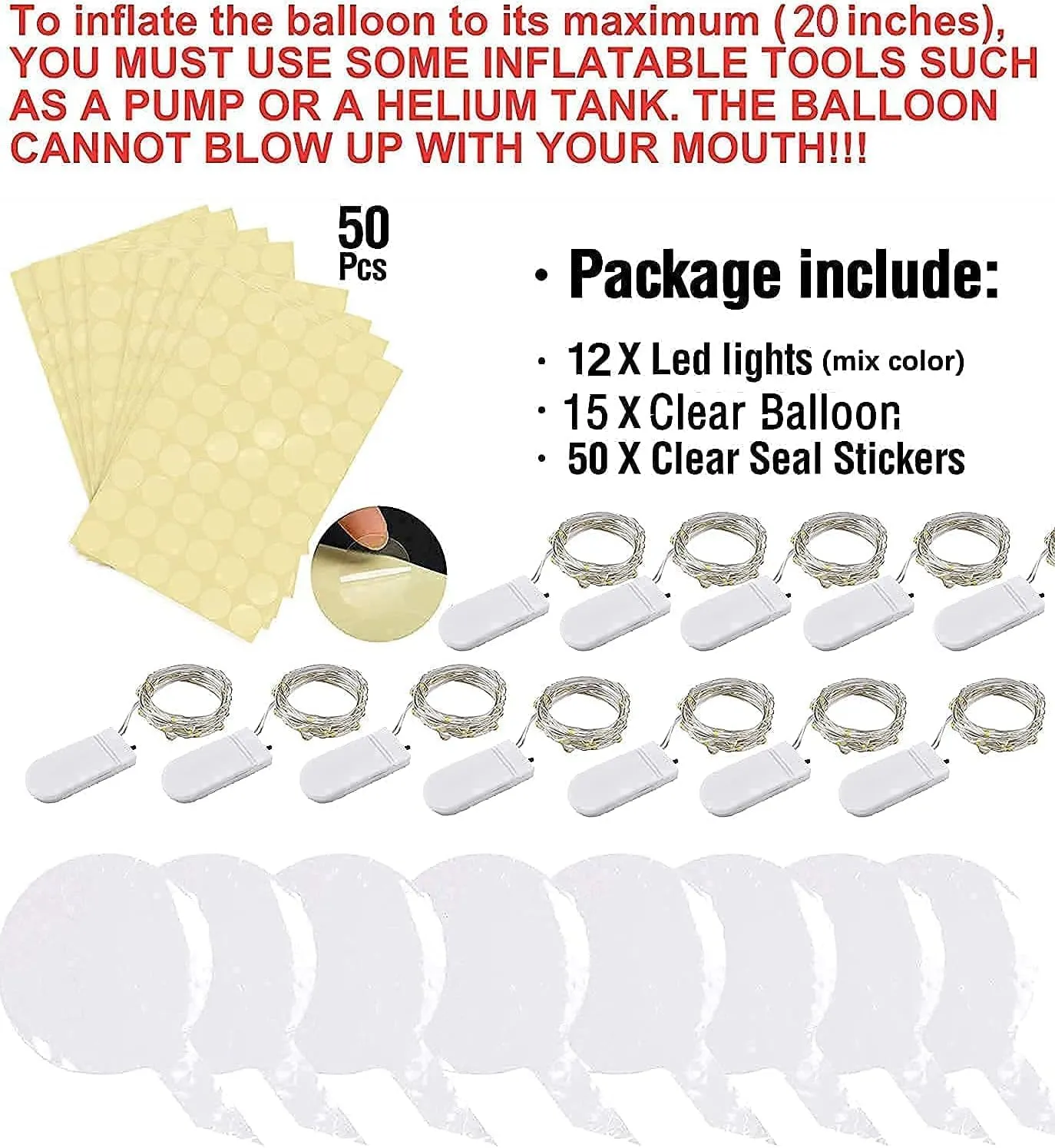 with Battery for Party$ Birthday$ Anniversary$ Wedding detail LED Balloons Light Up - Clear$ Transparent$ Green 