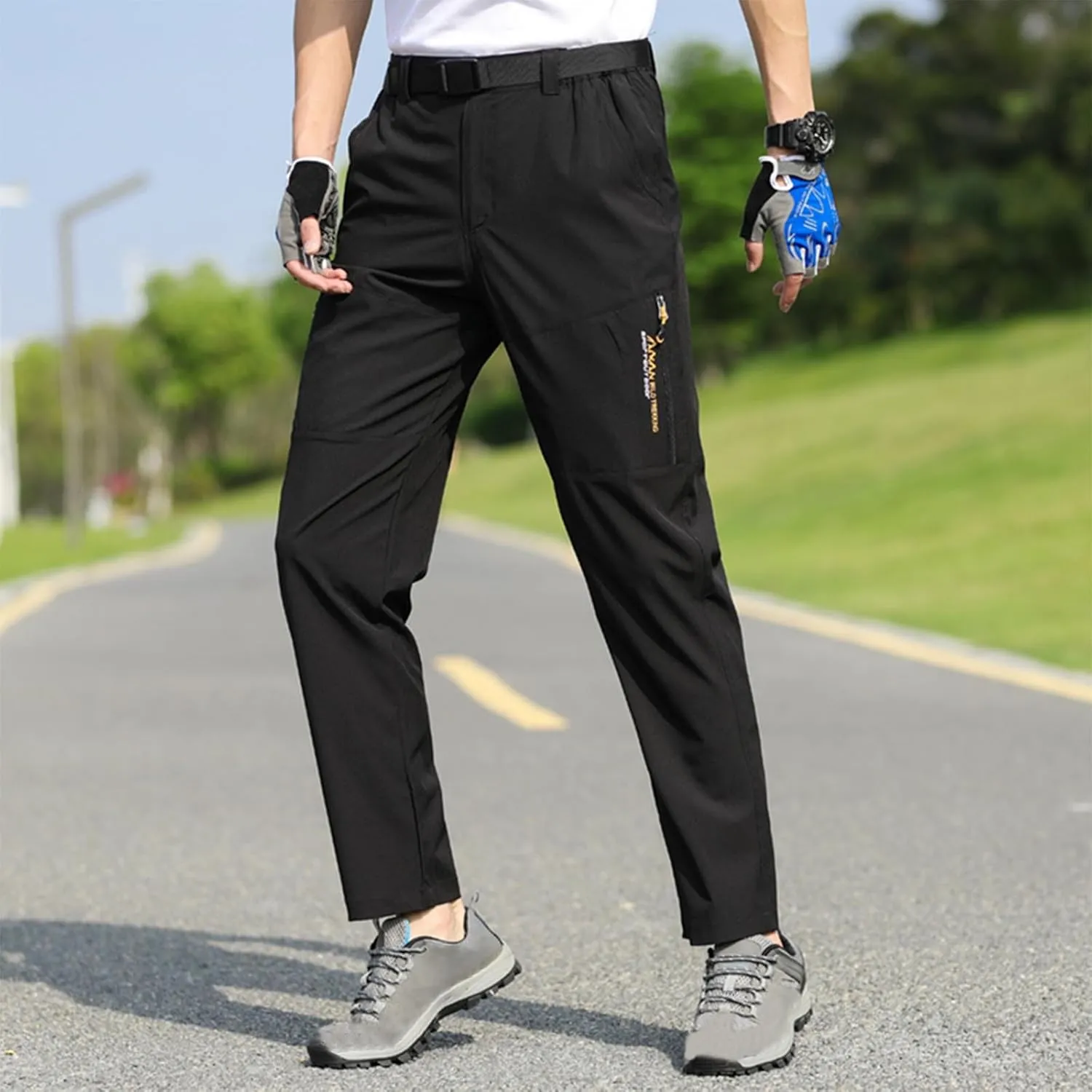 with Belt 5 Pockets Waterproof Lightweight Quick Dry bald quietly resistance wage spinning Travel Fishing Workout Outdoor Pant Active Wear Hiking Pants Men 