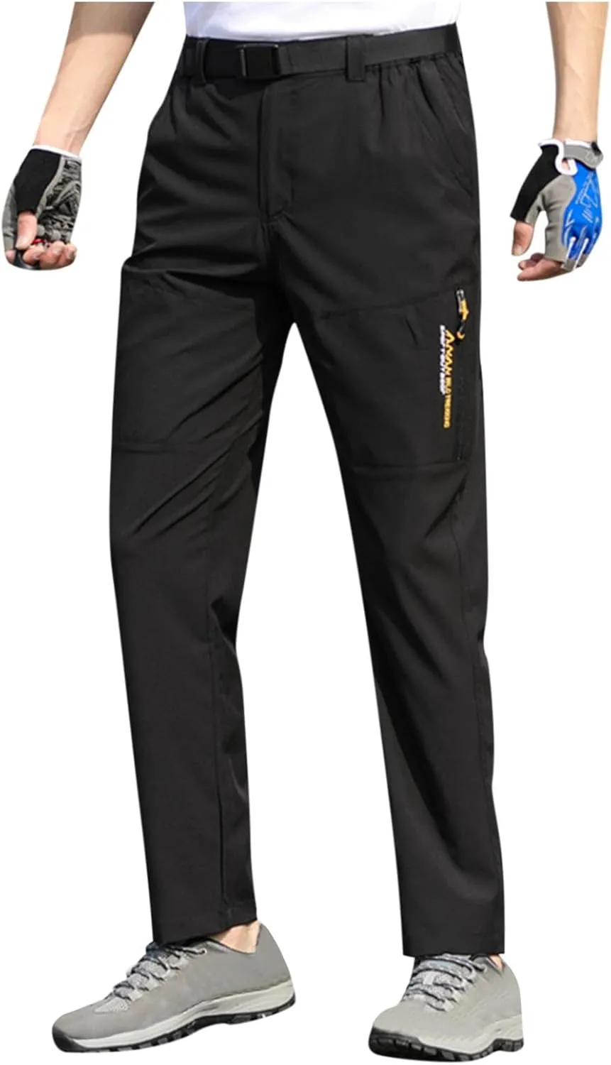 with Belt 5 Pockets Waterproof Lightweight Quick Dry bald quietly resistance wage spinning Travel Fishing Workout Outdoor Pant Active Wear Hiking Pants Men 