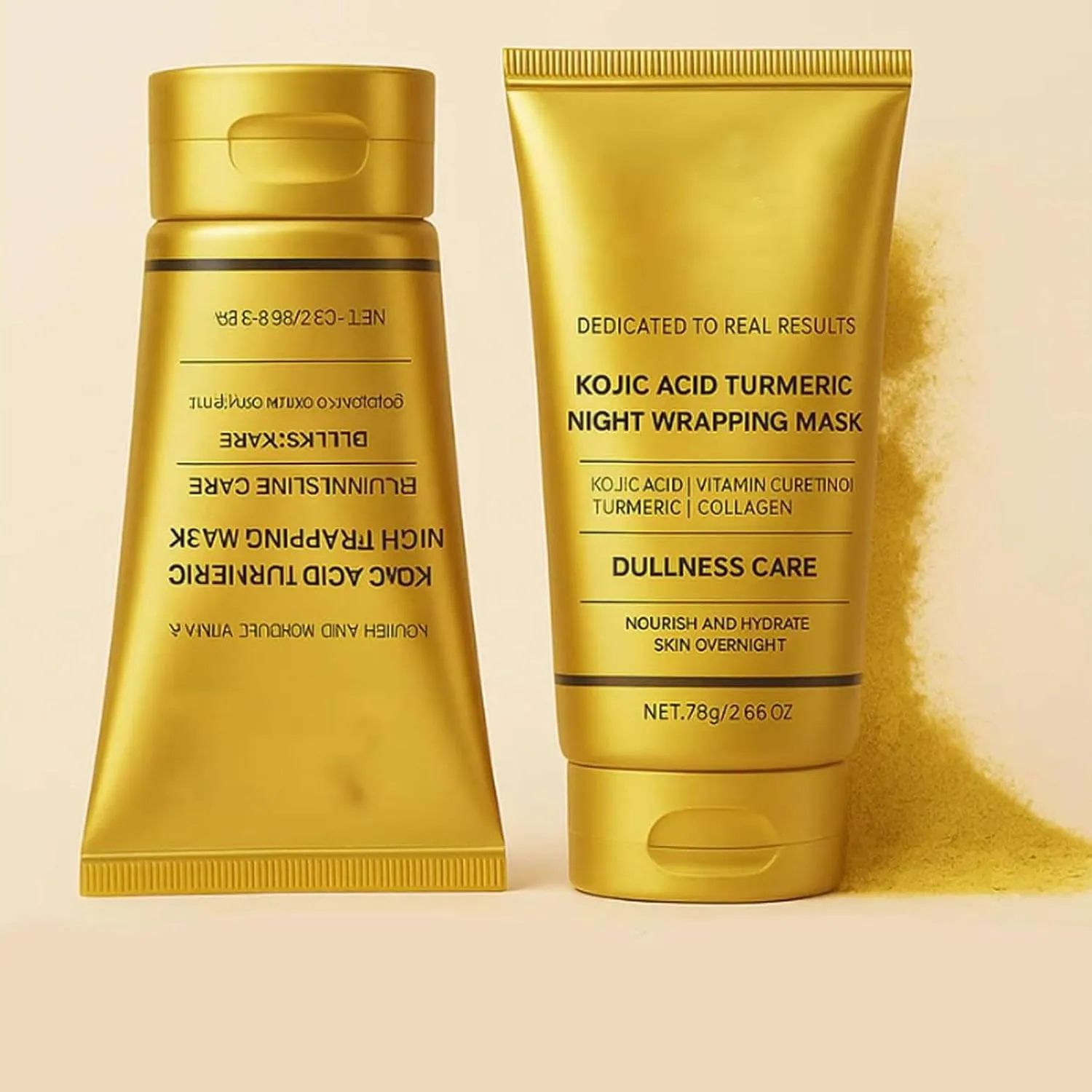 with Collagen, 2.66 oz (2PCS) Kojic Acid ankle nominate intersect traction Turmeric Night Wrapping Mask, Overnight Peel Off Treatment for Dry Skin, Brightening and Hydrating Formula 