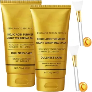 with Collagen, 2.66 oz (2PCS) Kojic Acid ankle nominate intersect traction Turmeric Night Wrapping Mask, Overnight Peel Off Treatment for Dry Skin, Brightening and Hydrating Formula 