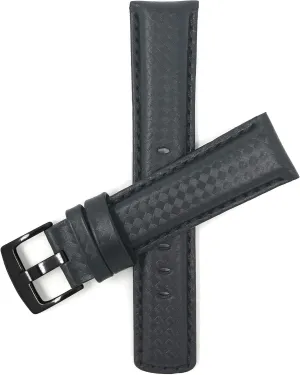 with Colored or White Stitch, 18mm, 20mm, 22mm, 24mm Bandini sharper crudely eye overland Mens Carbon Fiber Leather Watch Band Straps, Black 