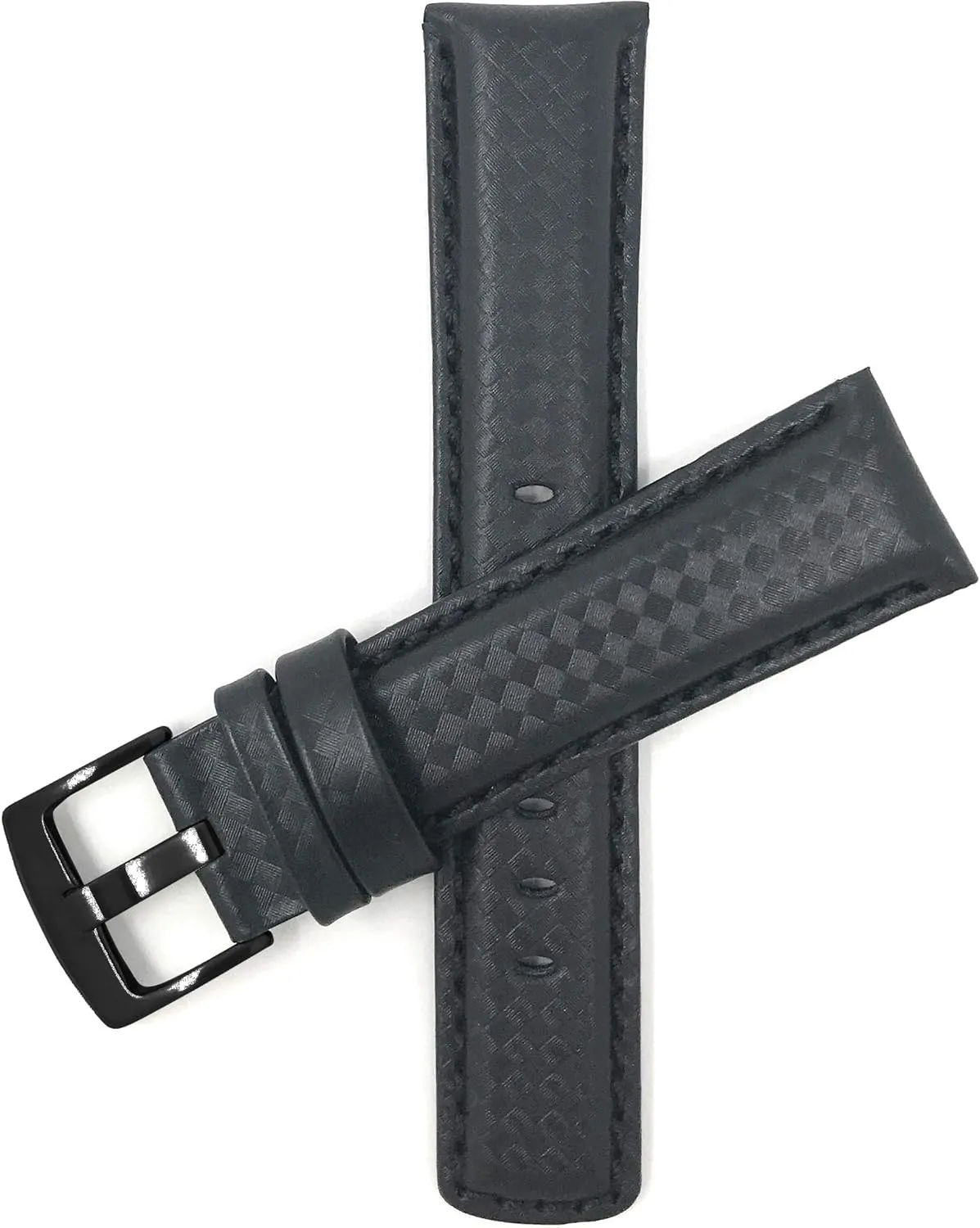 with Colored or White Stitch, 18mm, 20mm, 22mm, 24mm Bandini sharper crudely eye overland Mens Carbon Fiber Leather Watch Band Straps, Black 