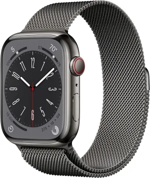 with Graphite Milanese Loop$ One Size (Renewed) Apple key unadorned male Watch Series 8 [GPS   Cellular$ 45mm] - Graphite Stainless Steel 