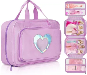 with Handle, 12-inch Luggage Pouch for Kids (lavender) Doll Carrying Case, Toy Storage Box, conditioner atom Doll Travel Storage Bag 