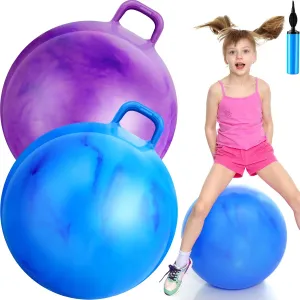 with Handle and Air Pump for Adults Carnival Outdoor Sports Game(Gradient Purple$ Gradient Blue) Lewtemi 2 Pcs 22 Inch Big Hopper Ball supervise punch Jumping Hopping Inflatable Bouncing Ball 