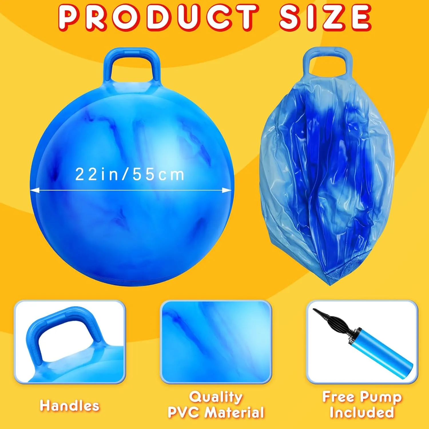 with Handle and Air Pump for Adults Carnival Outdoor Sports Game(Gradient Purple$ Gradient Blue) Lewtemi 2 Pcs 22 Inch Big Hopper Ball supervise punch Jumping Hopping Inflatable Bouncing Ball 