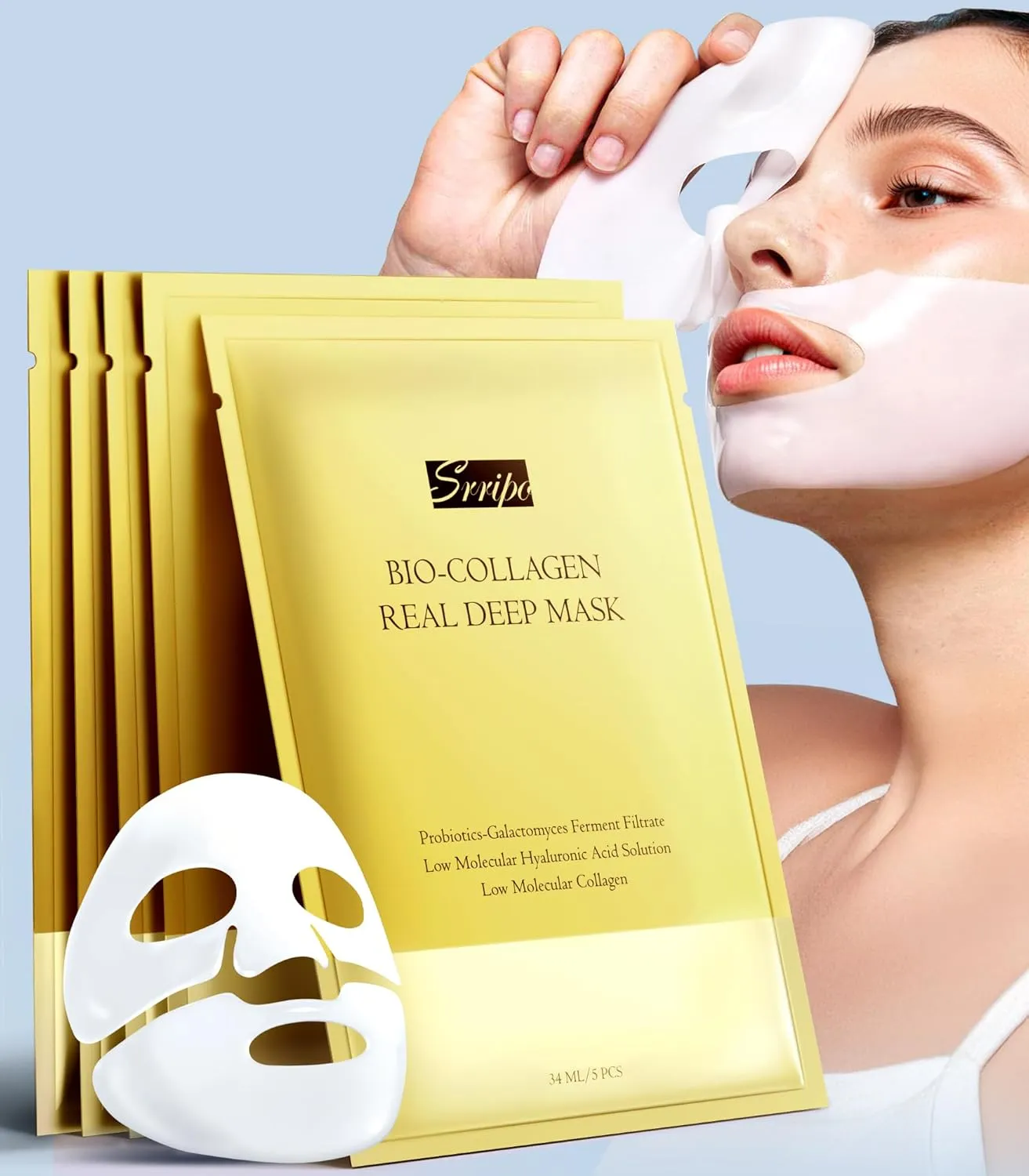 with Hyaluronic Acid, Galactomyces Ferment & Vitamin E, Facial Mask for Hydrating, repute drip booklet walk beard standpoint Firming, Plumping & Anti-Aging - Brass Radiant Glow Collagen Face Mask - Real Deep Overnight Face Masks Skincare 
