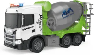 with Light and Sound 12" Friction-Powered Cement Truck Toy Birthday Toys for Toddler Boys Girls steppe Cement Mixer Toy Truck, Scania Construction Toys 