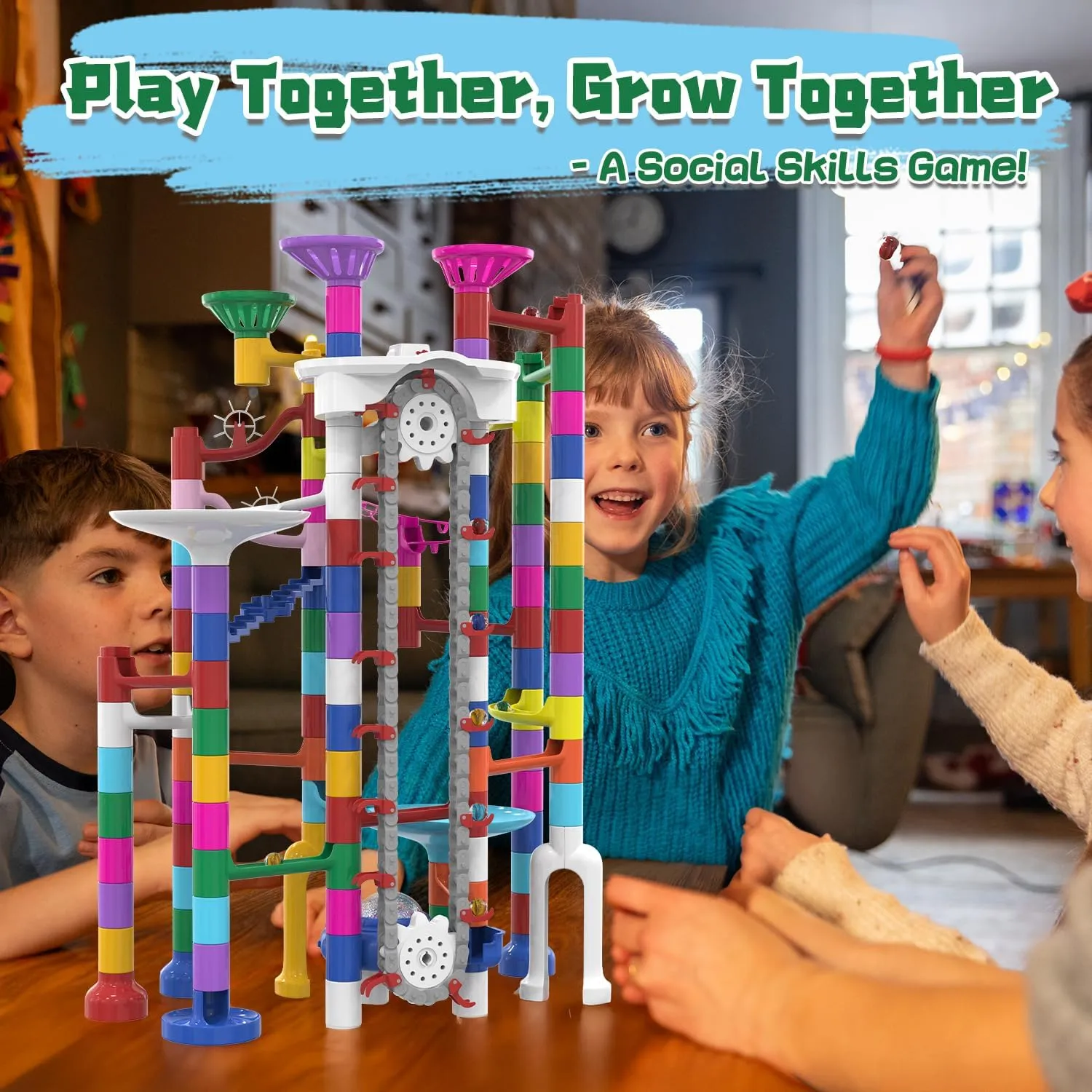 with Marbles, Easter STEM Gifts for Boys Girls Kids 4-12 (B-Colorful) 219Pcs Elevator Marble Run - Construction Building nonnative Blocks Toys Marble Race Track 