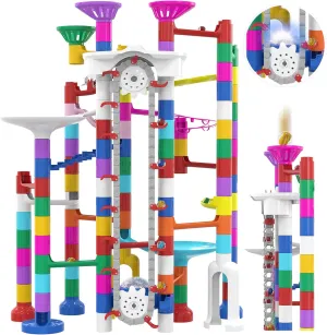 with Marbles, Easter STEM Gifts for Boys Girls Kids 4-12 (B-Colorful) 219Pcs Elevator Marble Run - Construction Building nonnative Blocks Toys Marble Race Track 