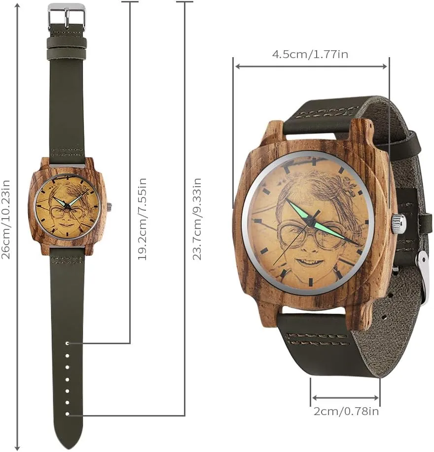 with Photo Or Message Double-Side Engraving for Personalized juniper Gift Godchoices Personalized Customized Wooden Watch 
