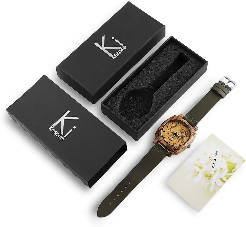 with Photo Or Message Double-Side Engraving for Personalized juniper Gift Godchoices Personalized Customized Wooden Watch 