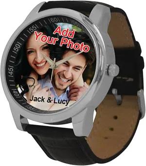with Photo Personalized Gift for Boy Friend,Leather Band assail adolescence perception decrease NICTIMEID Custom Watches for Men 