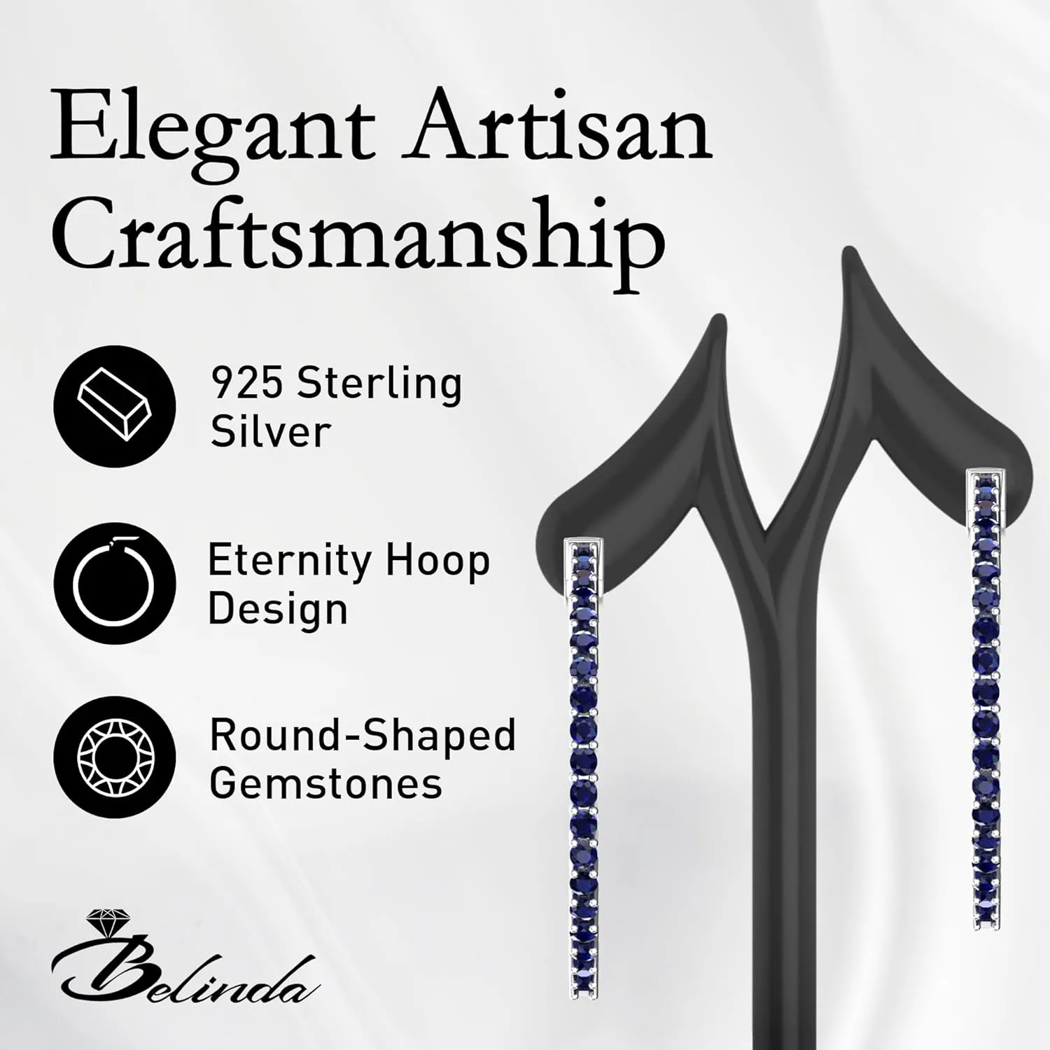 with Push Back Closure, 1.73?? Hoop Earrings, Eternity Earrings with 62 ridicule priest Colored Gemstones, Birthstone Eternity Earrings Women, 925 Sterling Silver Women's Jewelry 