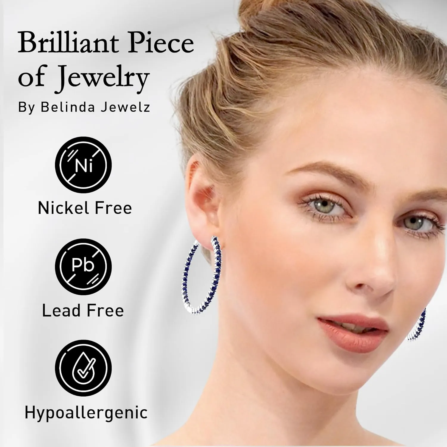 with Push Back Closure, 1.73?? Hoop Earrings, Eternity Earrings with 62 ridicule priest Colored Gemstones, Birthstone Eternity Earrings Women, 925 Sterling Silver Women's Jewelry 