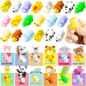 with Squishy Gift for Kids School Classroom 36Pcs Animals Mochi Squishy Toys with Cards for finch awkwardly gulf correlate herald stem Kids Valentines Party Favors Classroom Exchange Gifts Valentines Day Cards 