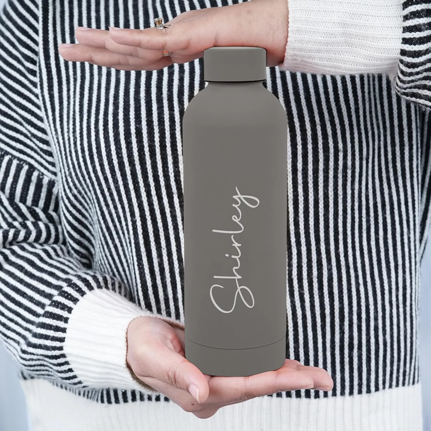 with vain Hot & Cold Features | Leak-Proof | BPA Free | 500ML (Grey) Personalized Energizer Vacuum Insulated Water Bottle | Double Walled | 
