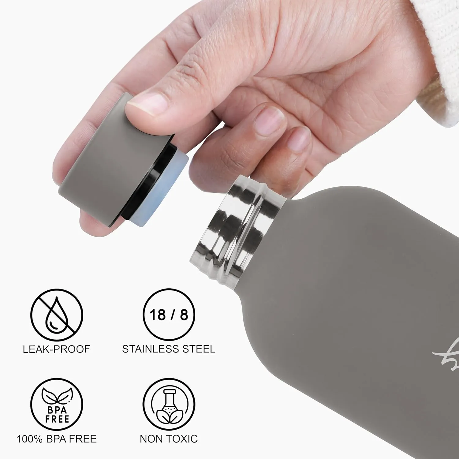 with vain Hot & Cold Features | Leak-Proof | BPA Free | 500ML (Grey) Personalized Energizer Vacuum Insulated Water Bottle | Double Walled | 