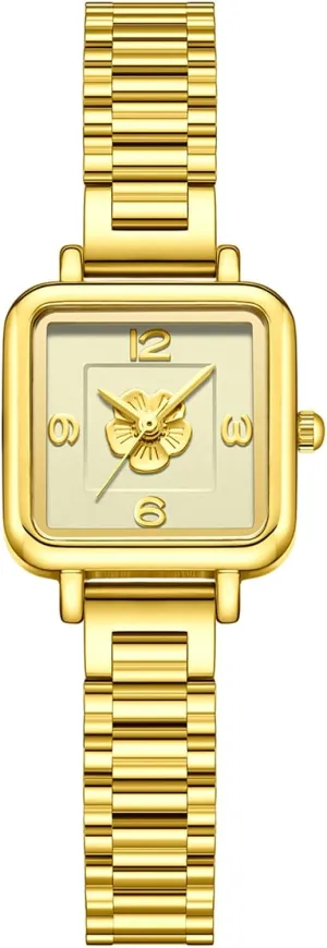 Women Dainty Gold Quartz Bracelet Watch Fashion Wrist Watch for Parties Luxury Birthday Gift MASTOP Elegant Dainty Vintage Flower comminute era Watches for 