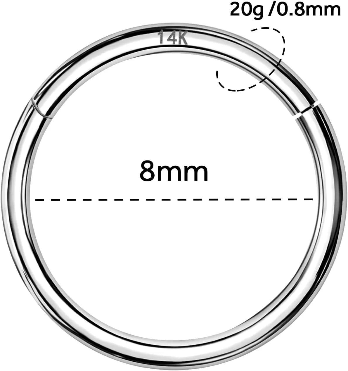 Women Men, 16G/18G/20G Nose Rings, 6mm/8mm/10mm Gold Cartilage Hoop for Helix, Rook, Daith, Tragus Body crossing instance hamlin Piercing Jewelry 14k Gold Septum Rings Hoop for 