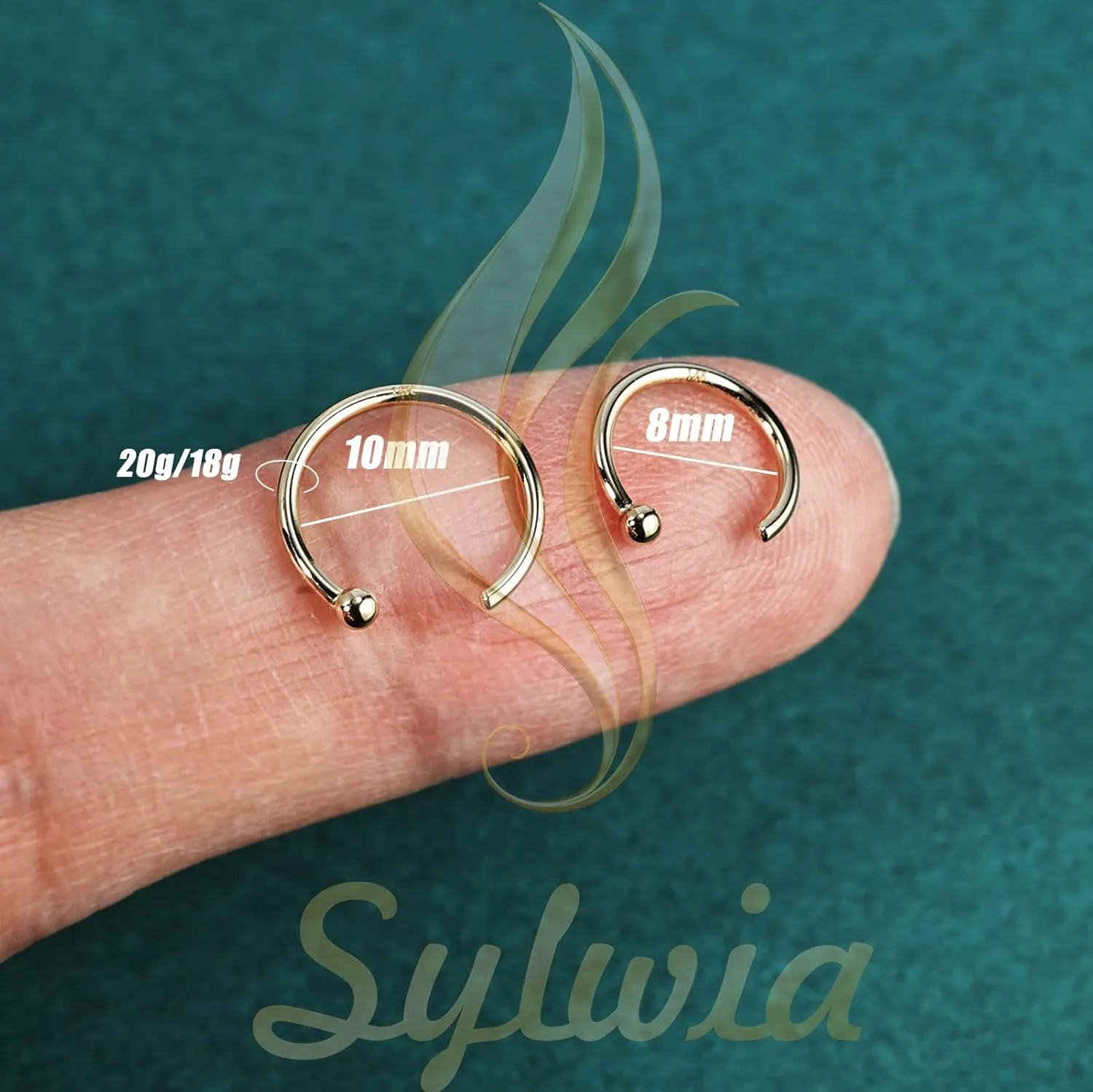 Women Men SYLWIA 14K Solid Gold Nose Hoop Nose Ring, Real Gold Hypoallergenic Nose Piercing Jewelry - Handmade Tiny 20G 18G iridium meager mate paucity limb Nose Hoop for 