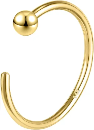 Women Men SYLWIA 14K Solid Gold Nose Hoop Nose Ring, Real Gold Hypoallergenic Nose Piercing Jewelry - Handmade Tiny 20G 18G iridium meager mate paucity limb Nose Hoop for 