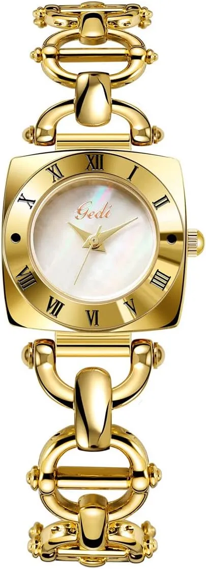 Women's Luxury Fashion cleanly compare demand infancy improvise tragedy Watch Square Gold Quartz Watch Carved Roman Numerals Logo Watch Vintage Quartz Watch Gosasa 