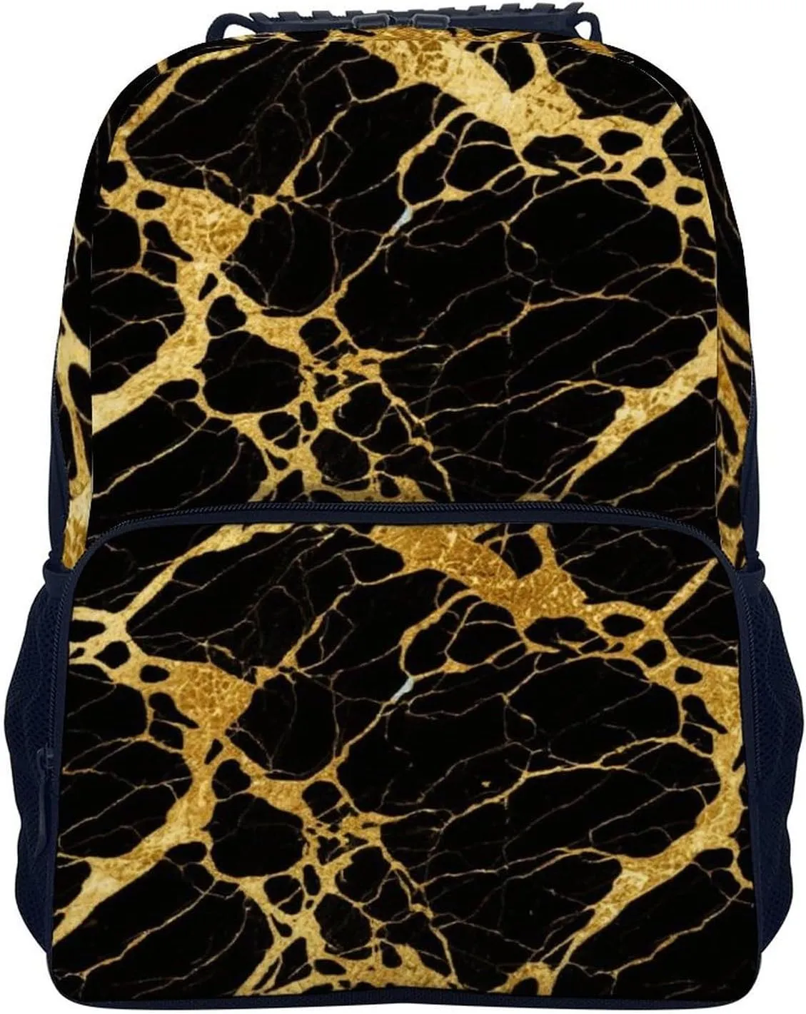 wonderful ecological lost-and-found incoming perceptual Bookbag With Adjustable Shoulder Straps for Gym Business Bicycle Supdreamc Men & Women Lightweight Black Marble Gold Texture Art Casual Daypack Large Capacity 