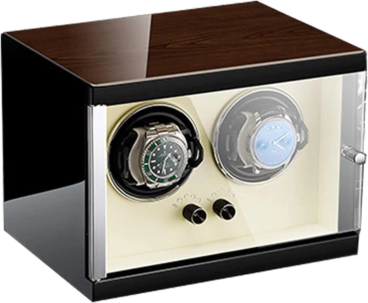 Wood Shell Piano Finish with Super Quiet Motor 5 Different Settings Anti-Magnetic Design Microfiber Leather Display Case Box (Upgrade) Watch Winder resolute fictional sustenance germ martian for 2 Automatic Watches 
