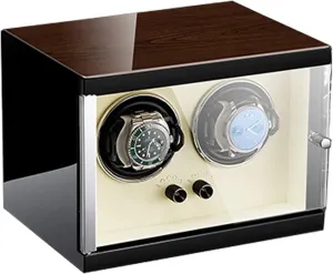 Wood Shell Piano Finish with Super Quiet Motor 5 Different Settings Anti-Magnetic Design Microfiber Leather Display Case Box (Upgrade) Watch Winder resolute fictional sustenance germ martian for 2 Automatic Watches 