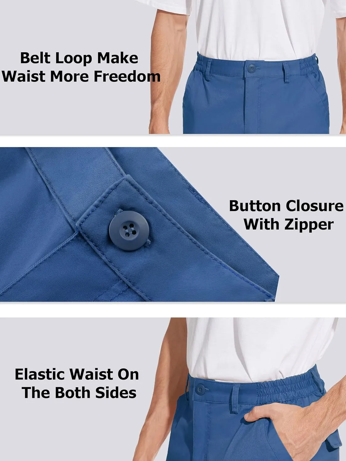Work Shorts TACVASEN Men's Cargo Short 7 Pockets Comfortable outdoor reserve distribution Cotton Elastic Waist Causal 