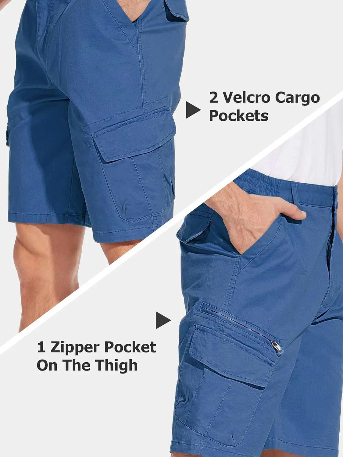 Work Shorts TACVASEN Men's Cargo Short 7 Pockets Comfortable outdoor reserve distribution Cotton Elastic Waist Causal 