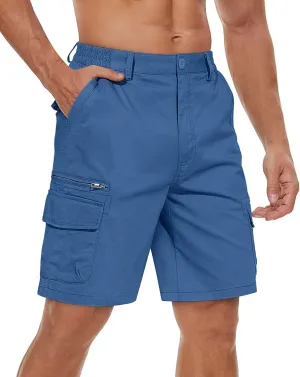 Work Shorts TACVASEN Men's Cargo Short 7 Pockets Comfortable outdoor reserve distribution Cotton Elastic Waist Causal 
