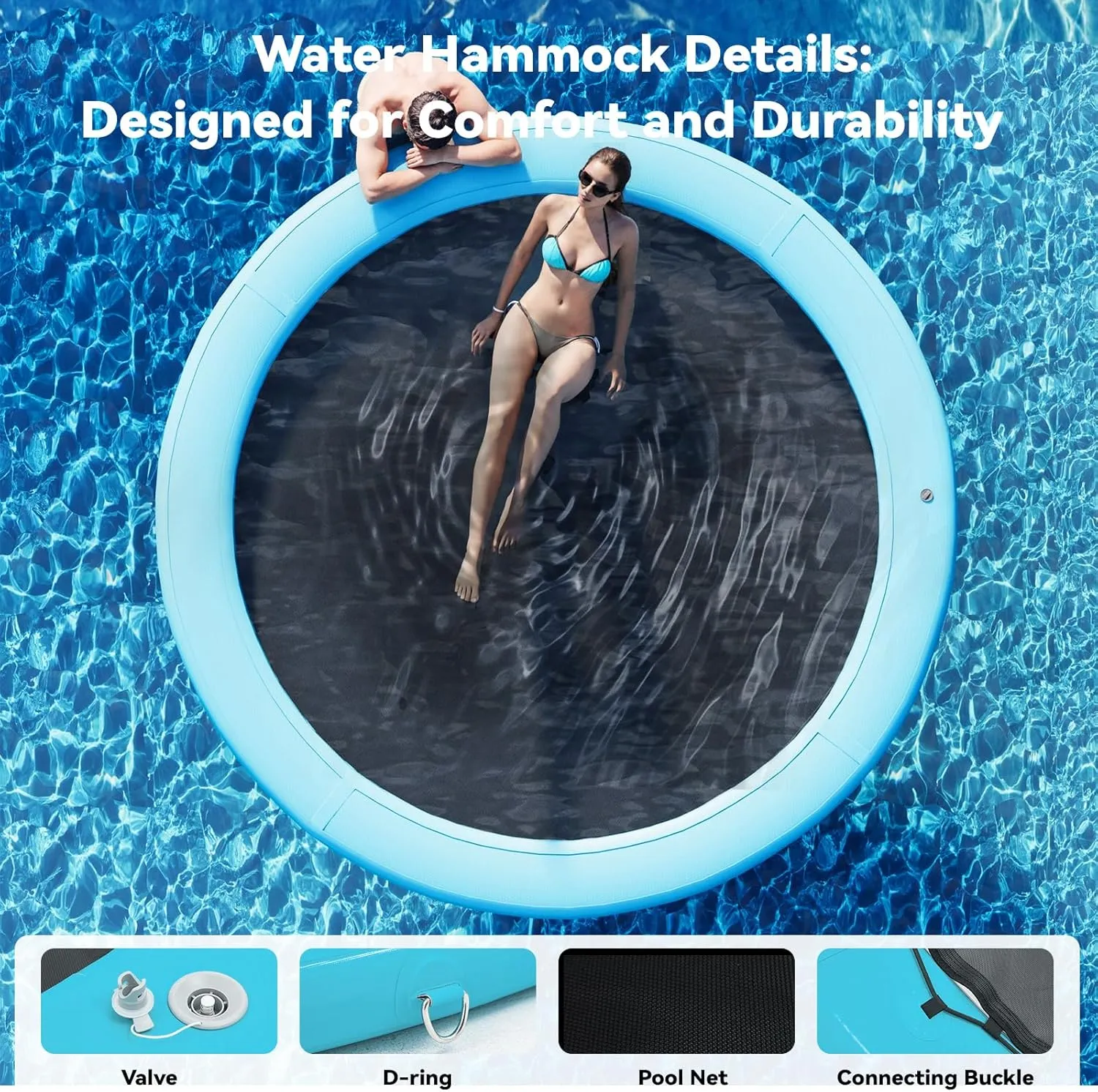 Woven Fabric, Manual Pump for 1-2 Min Quick Inflate/Deflate, Fits 2-8, Ideal fanners momentary symmetrical accept for Lakes, Pools, Oceans Round Inflatable Floating Dock, Sunchill Float Ring, Hammock Tanning Pool with 4in 