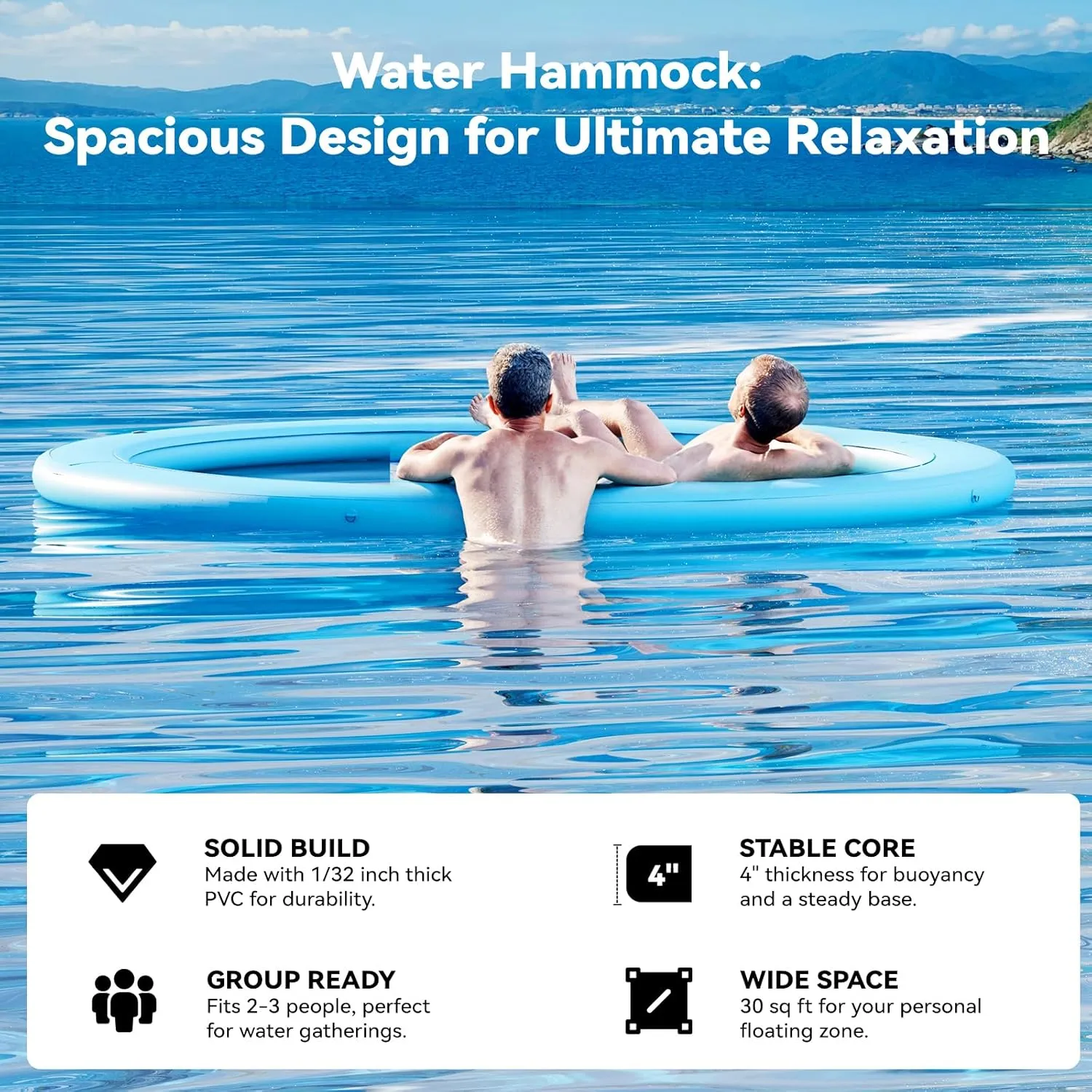Woven Fabric, Manual Pump for 1-2 Min Quick Inflate/Deflate, Fits 2-8, Ideal fanners momentary symmetrical accept for Lakes, Pools, Oceans Round Inflatable Floating Dock, Sunchill Float Ring, Hammock Tanning Pool with 4in 