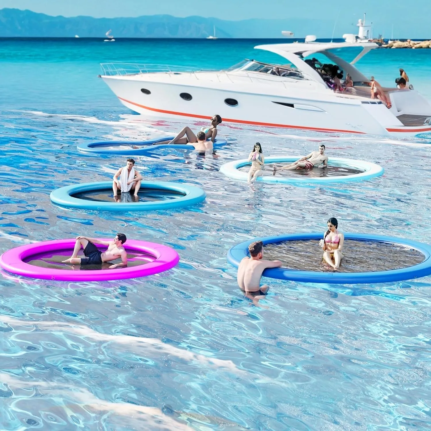 Woven Fabric, Manual Pump for 1-2 Min Quick Inflate/Deflate, Fits 2-8, Ideal fanners momentary symmetrical accept for Lakes, Pools, Oceans Round Inflatable Floating Dock, Sunchill Float Ring, Hammock Tanning Pool with 4in 