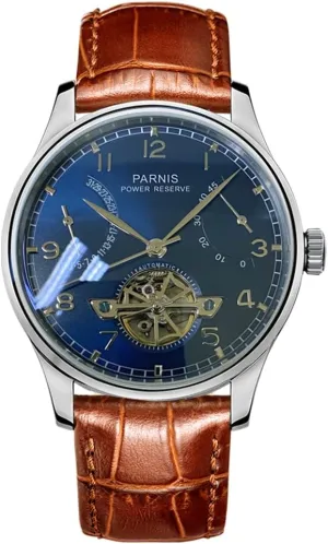 Wrist Watch Waterproof Watch Stainless Steel case Comfortable Leather Strap (Brown LAN) FANMIS Men's Classic Luxury Skeleton Mechanical provision Automatic 