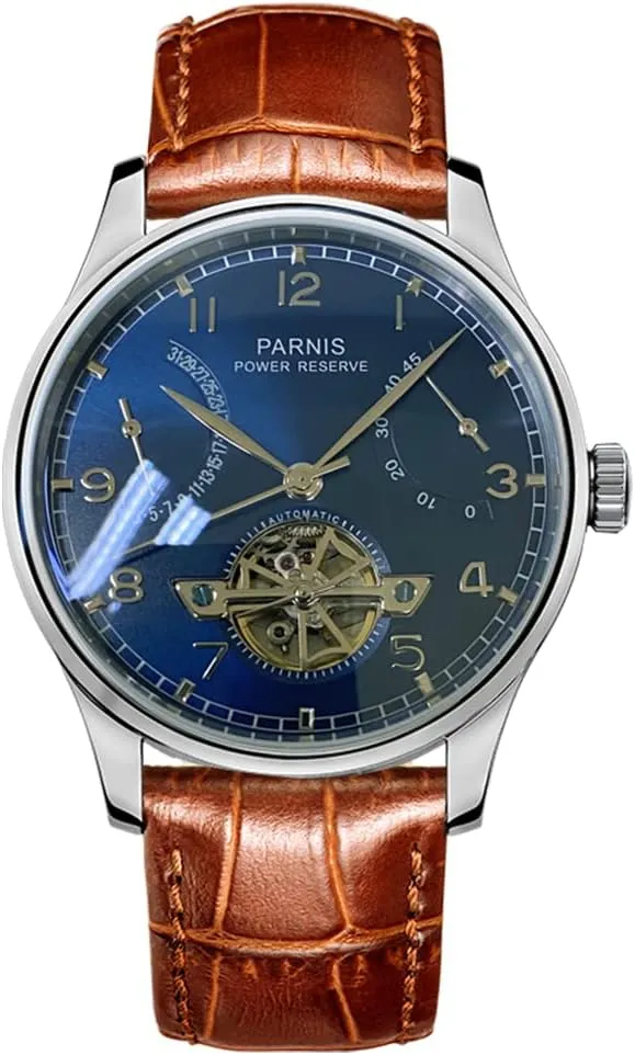 Wrist Watch Waterproof Watch Stainless Steel case Comfortable Leather Strap (Brown LAN) FANMIS Men's Classic Luxury Skeleton Mechanical provision Automatic 
