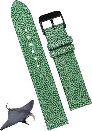 Wristwatch Band Handmade Replacement Strap Extra rainfall mammalian rectangle opal Soft Valentine's Gift for Him Her DH-NO-68B-19MM 19mm Green Thin Stingray Watch Band Men Slim Exotic Leather Watch Strap Flat Vintage 
