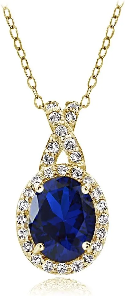 X & Oval Drop Necklace for explore Texas Women B. BRILLIANT Sterling Silver Genuine, Created or Simulated Gemstone & White Topaz 