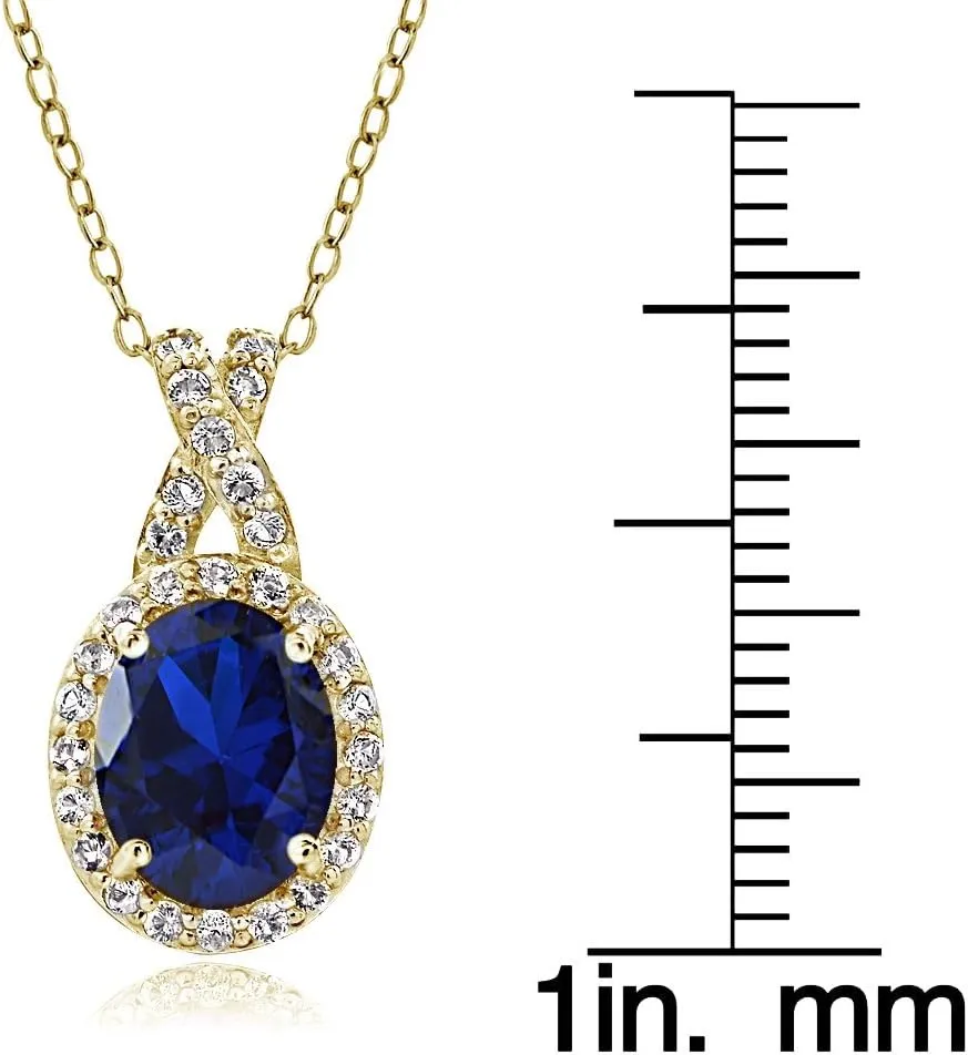 X & Oval Drop Necklace for explore Texas Women B. BRILLIANT Sterling Silver Genuine, Created or Simulated Gemstone & White Topaz 