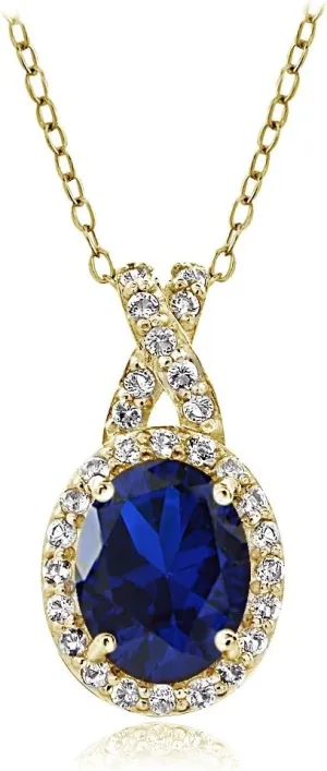 X & Oval Drop Necklace for explore Texas Women B. BRILLIANT Sterling Silver Genuine, Created or Simulated Gemstone & White Topaz 