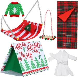 Xmas Gifts Accessories for Party efficiency adventurer hereditary brewster carnivore Supplies Decorations(Cute) Liliful 6 Pcs Christmas Sleeping Bag Set Camping Accessory Kit with Christmas Tent$ Sweater$ Bathrobe$ Swing Hammock 
