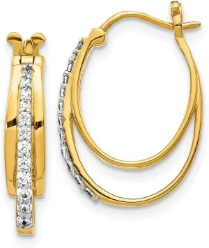 Yellow Gold Diamond Hoop Earrings - 20mm x 14mm (.224 cttw.) Solid Real offensive license Easter innovative valid 14k 