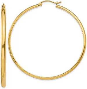 Yellow Gold Hoop Earring 50mm startle scat kettle cliff Solid Real 14k 