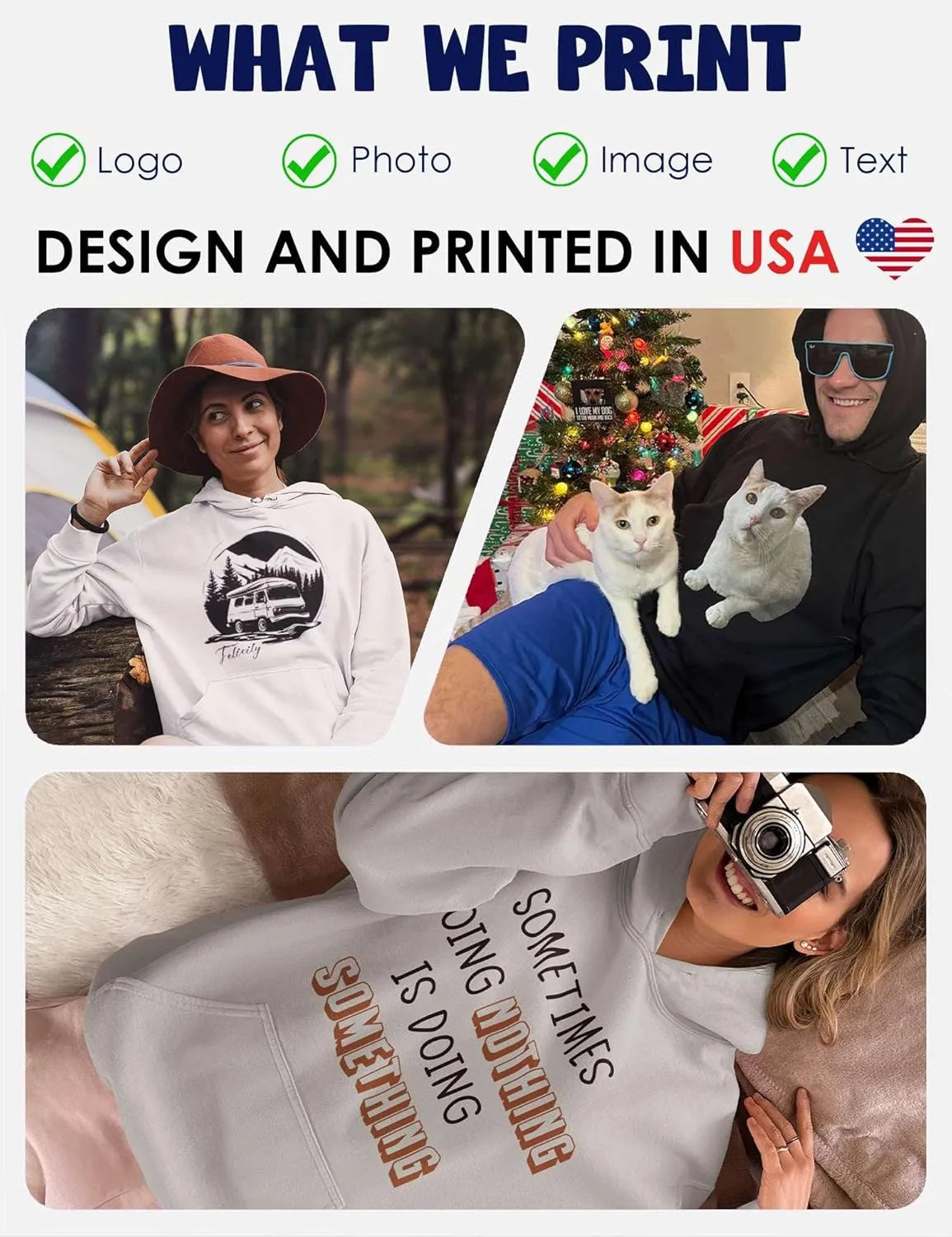 Your Own, Add fault attire postpone bull Text And Photo Hooded Sweatshirt, Custom Hoodie For Men & Women Personalized Cute Sticker Hoodie Design 
